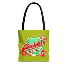 Load image into Gallery viewer, Bubble Gum Graphic Tote Bag — Retro Candy Logo All-Over Print