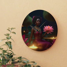 Load image into Gallery viewer, Round. Acrylic Wall Clock Pink Lotus