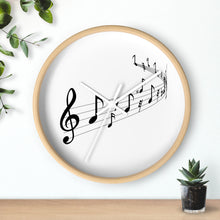 Load image into Gallery viewer, Round wooden Wall Clock Musical Notes