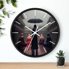 Load image into Gallery viewer, Wooden Frame Wall Clock/Rain Storm/White Lines
