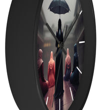 Load image into Gallery viewer, Wooden Frame Wall Clock/Rain Storm/White Lines
