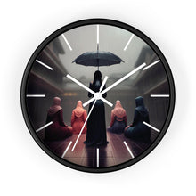 Load image into Gallery viewer, Wooden Frame Wall Clock/Rain Storm/White Lines

