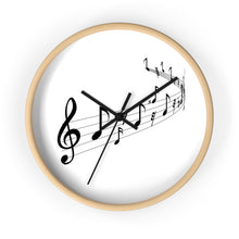 Load image into Gallery viewer, Round wooden Wall Clock Musical Notes
