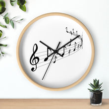 Load image into Gallery viewer, Round wooden Wall Clock Musical Notes
