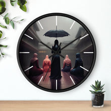 Load image into Gallery viewer, Wooden Frame Wall Clock/Rain Storm/White Lines
