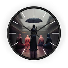 Load image into Gallery viewer, Wooden Frame Wall Clock/Rain Storm/White Lines
