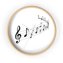 Load image into Gallery viewer, Round wooden Wall Clock Musical Notes

